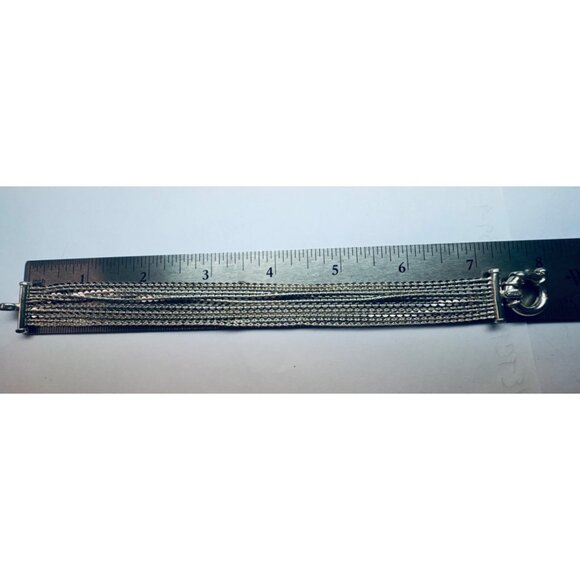 Milor Italy 925 Sterling Silver Ten Strand Circle Link Chain Statement Bracelet - Picture 8 of 14